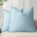 Foindtower Linen Solid Decorative Throw Pillow Covers 24x24 Inch Light Blue by Foindtower