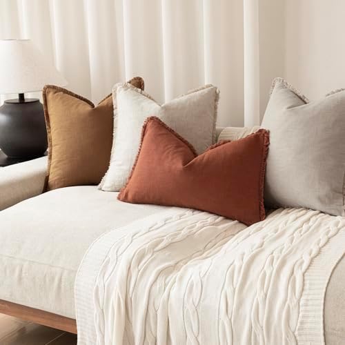 Foindtower Decorative Linen Fringe Throw Pillow Covers Boho Farmhouse Cushion - Image 6