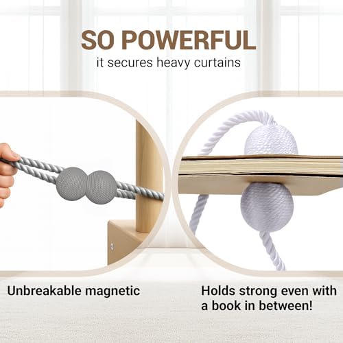 Hion Magnetic Curtain Tiebacks Grey 2pcs, Curtain Holdbacks Hooks Holders - Image 5
