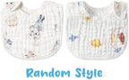 Zainpe 6Pcs Snap Muslin Cotton Baby Bibs Elephant Whale Rabbit Pattern Feeding - Image 7