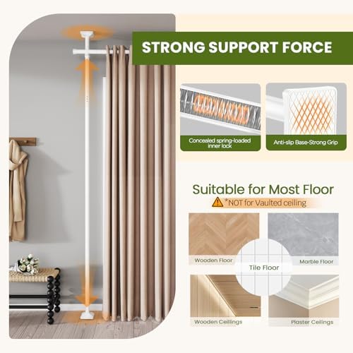 SUNALLY Room Divider Curtain Rod, No Drilling 28-140in Wall Divider - Image 4