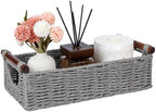 CubesLand Small Wicker Toilet Basket Tray Organizer W/Cut Out Handle by CubesLand