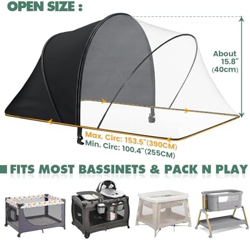 Orzbow Pack and Play Cover Tent | Half-Blackout Mosquito Net - Image 2