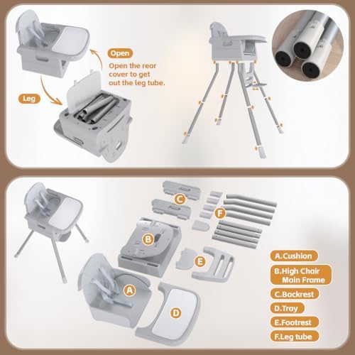 Baby High Chair for 6 Months+, Foldable High Chairs for Babies and Toddlers - Image 4