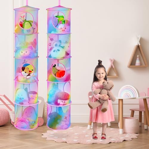 Basumee Hanging Stuffed Animals Storage, 2 Pack Mesh Plush Storage - Image 2