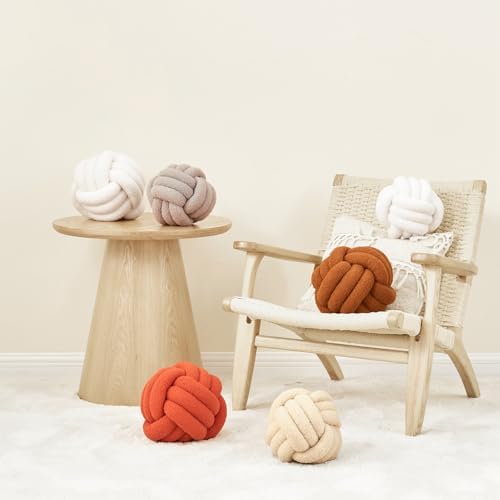 Petrella Grapefruit Knot Pillow Ball, 11 Inch Round Decorative Throw Pillow - Image 3