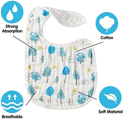 Zainpe 6Pcs Snap Muslin Cotton Bibs - Image 3