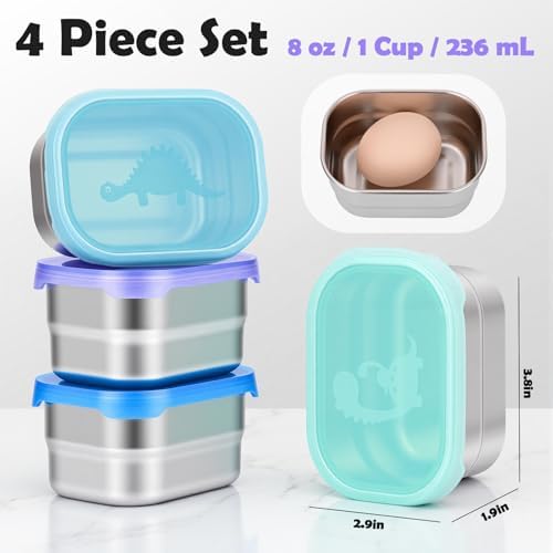 Tanjiae 4×8oz Small Stainless Steel Snack Containers - Image 3