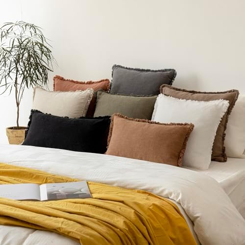Foindtower Decorative Linen Fringe Lumbar Throw Pillow Covers Cozy Boho - Image 7