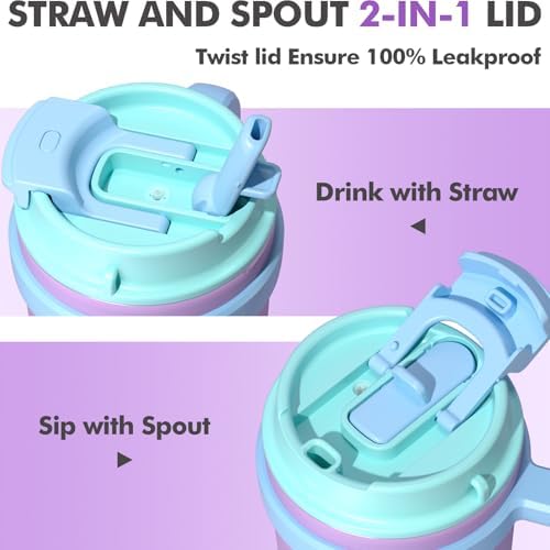 16oz Kids Insulated Tumbler w/Handle, Kids Toddler Water Bottle Sippy Cups - Image 4