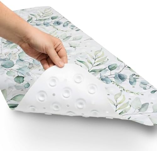 Bathtub Mat Non Slip, 40x16 inch Bath and Shower Safety Mats, Watercolor Green - Image 4