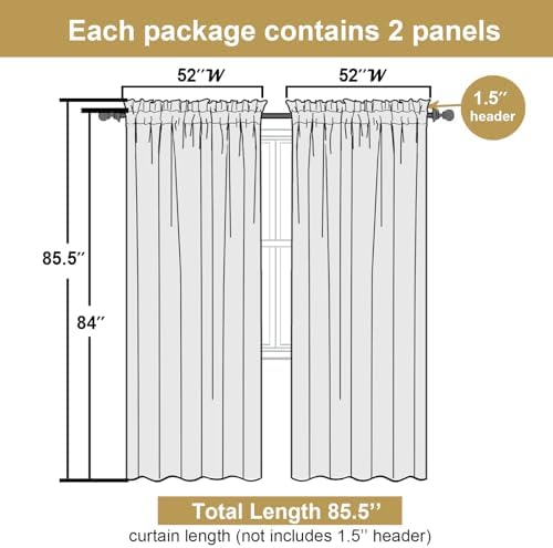 Lecloud Leia Navy Blue Sheer Curtains 84 Inches Long 2 Panels, Airy Leaf - Image 2