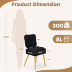 Small Vanity Chair with Storage and Foldable Backrest Black - Image 2