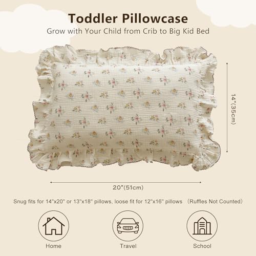 BuLuTu Cotton Muslin Ruffles Toddler Pillow Case - Image 2