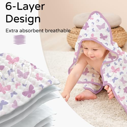 Yoofoss Hooded Baby Bath Towels 2 Pack 100% Muslin Organic Cotton - Image 3