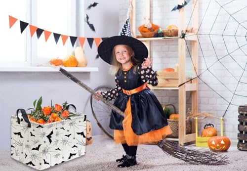 Sanjiaofeng Rectangular Kids Basket Halloween Storage Bins, Bat Storage Basket - Image 3