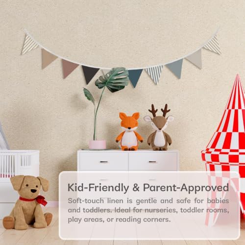 Neutral Boho Pennant Banner Fabric Garland, Vintage Toddler Boy Room Decor - Image 5