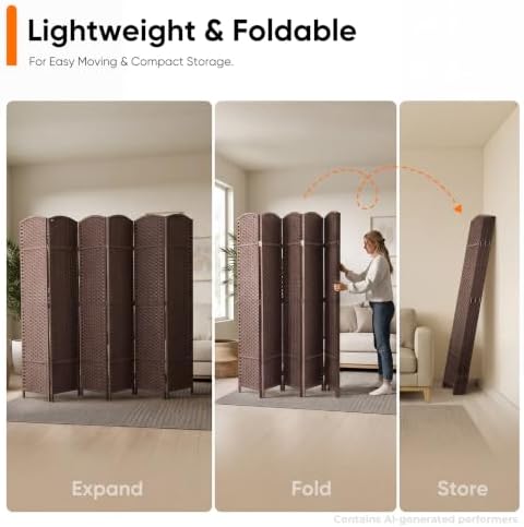 JOSTYLE Outdoor Privacy Screen 6-Panel Folding Room Divider Space Partition - Image 4