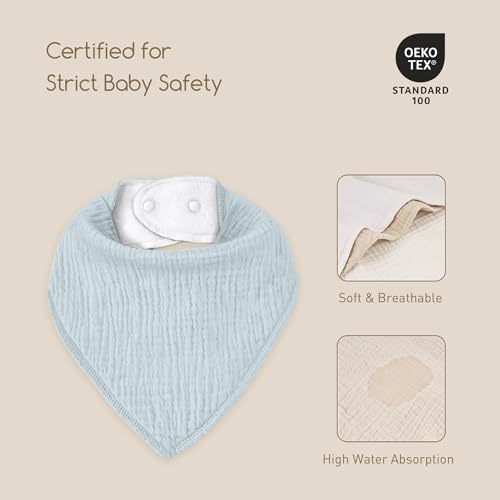 8 Pack Muslin Baby Bandana Bibs - Image 6