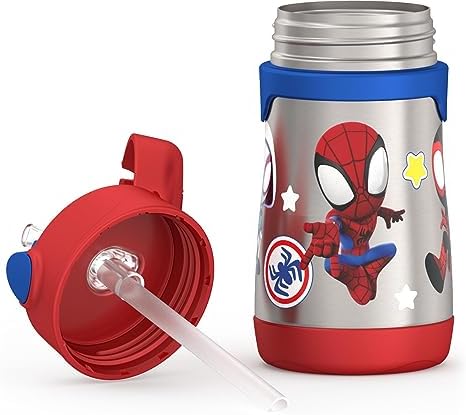THERMOS Vacuum Insulated Stainless Steel 10oz Straw Bottle, Spidey and His - Image 5