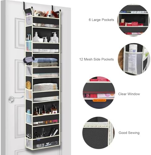 Over The Door Hanging Organizer 6-Shelves and 12 Side Pockets, Over The Door - Image 5