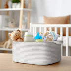 Cute White Woven Basket, Empty Gift Basket - Image 6