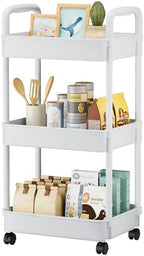 EZ COZY 3 Tier Rolling Cart, Plastic Diaper Cart Organizer by EZCozy