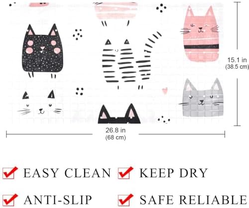Shower Mat Non Slip 26.8 x 15.1 Inches, Funny Cats Bathtub Mat Shower Stall Mats - Image 4