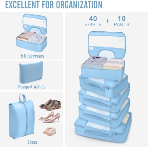 Veken 10 Set Packing Cubes for Travel Essentials, Suitcase Organizer Bags in 4 - Image 6