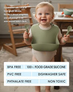 Tiny Marvels Silicone Baby Bibs Set of 3, BPA-Free Waterproof Feeding Bib - Image 4