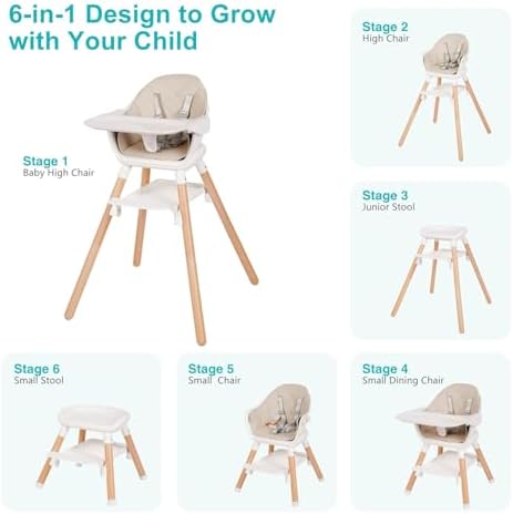 High Chair, 6 in 1 Convertible High Chairs - Image 3