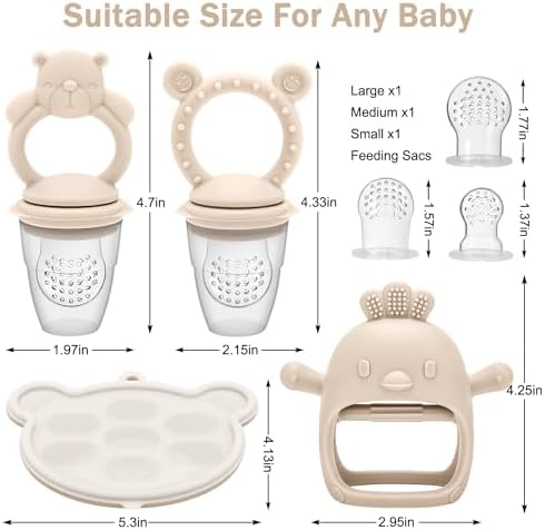 4 Pack Baby Teething Toy with Fruit Food Feeder & Freezer Tray Set - Image 5