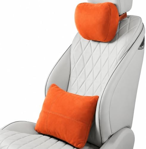 2 PCS Car Pillow for Driving Seat Soft Suede Headrest Neck & Lumbar Support by GoodpillowBetterdriver