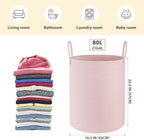 OIAHOMY 80L Nursery Hamper Laundry Basket Laundry Hamper Pink - Image 2