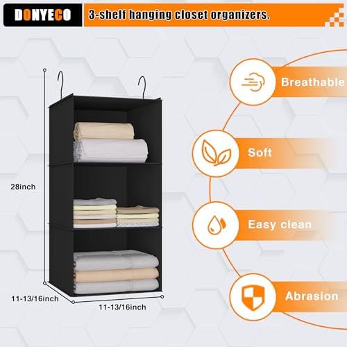 Hanging Closet Organizer 3-Shelf, Oxford Fabric Wardrobe Storage - Image 3