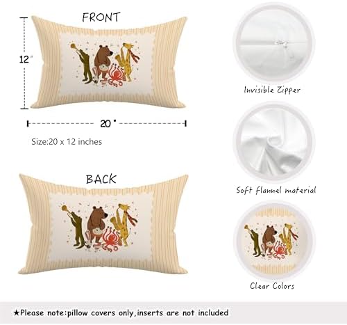 Cute Jungle Animal Band Striped Print Pillow Cover 20x12, Whimsical Animal - Image 2