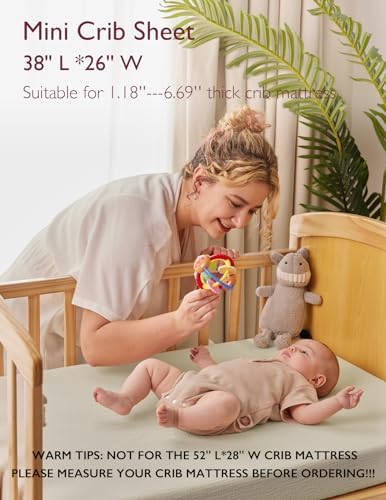 Momcozy Mini Crib Sheets 38"x26", Pack and Play Sheet - Image 2