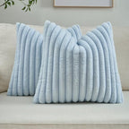 FUTEI Pack of 2 Faux Fur Throw Pillow Covers 24x24 Inch, Light Blue by FUTEI