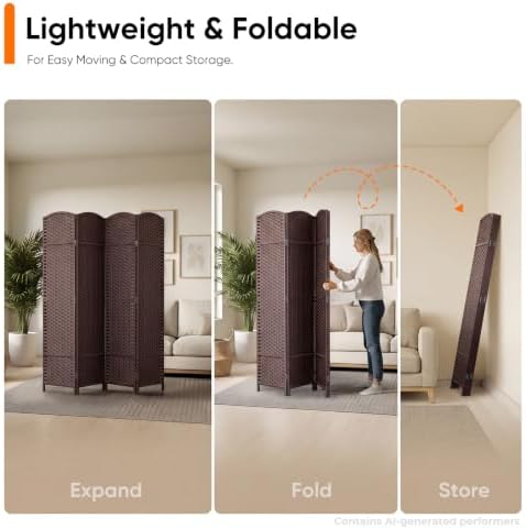 JOSTYLE Outdoor Privacy Screen 4-Panel Folding Room Divider Space Partition - Image 4