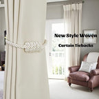 BEL AVENIR Magnetic Curtain Tiebacks 4 Pack Hand-Woven Curtain Ties - Image 6