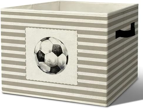 Rustic Soccer Ball Storage Bins Boxes Handles by Unknown