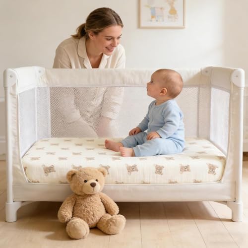 Organic Pack and Play Sheets Fitted 38”x26”Playard Bedding Sheet Bed Cover - Image 2