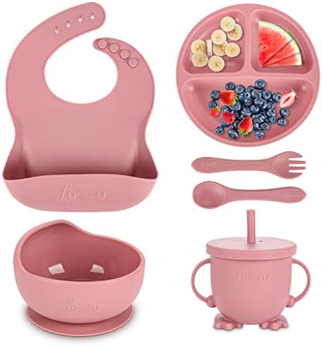 Silicone Baby Feeding Set, Suction Plate Bowl by Losecu