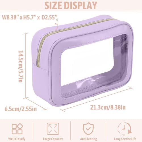 YOPCDJ 3PCS Clear Toiletry Bag, TSA Approved Travel Pouch - Image 3