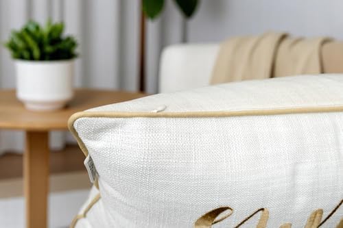 Rudransha Sweet Dreams Embroidered 12x18 Lumbar Pillow Cover, Ivory Gold - Image 4