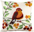 Embroidered Throw Pillow Cover, 20x20 Inch, Bird Branch by Kokaaee