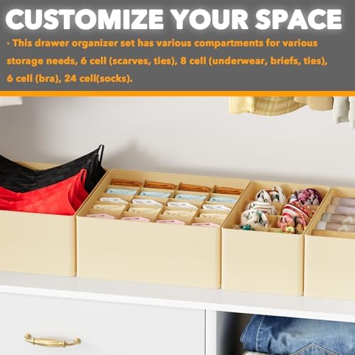 SpaceAid Underwear Drawer Organizer, 4 Pack Dresser Organizer Bins - Image 6