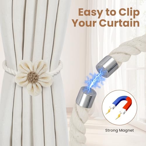 KLOGTSIND Magnetic Curtain Tiebacks, 6 Pack Flower Curtain Holdbacks - Image 4