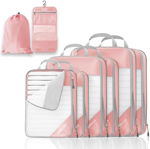 Compression Packing Cubes 8 Set, Compressible Space-Saving Packing Cubes by NICOSHOW