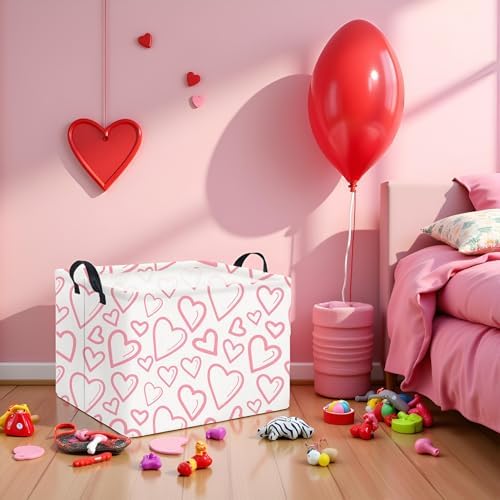 Rectangular Valentines Basket for Home Kitchen Girls Cute Kids Storage Bin - Image 5